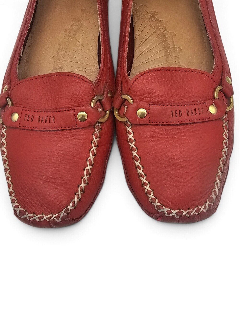 Ted Baker London Red Leather Driving Moccasins Loafers Size 7 US - Picture 6 of 15